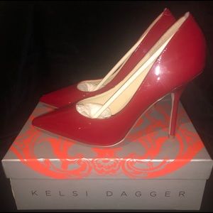 NIB Kelsi Dagger Karmine Red Patent Leather Pumps